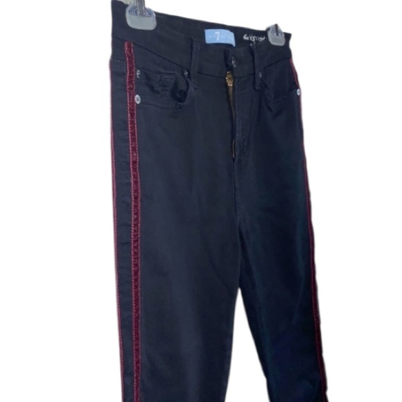 7 FAMK Black High Waist Skinny Ankle Jeans Red Velvet Piping On Sides Sz 27 Y2K - Picture 5 of 15